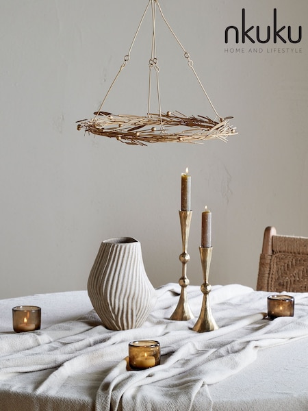 Nkuku Brass Natesa Hanging Christmas Wreath (Y15390) | £35