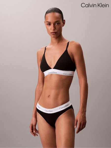 Calvin Klein Black Lightly Lined Triangle Bralette - Icon Cotton Modal (Y15442) | £40