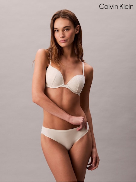Calvin Klein White Push Up Perfectly Fit Lace Plunge Bra (Y15449) | £44