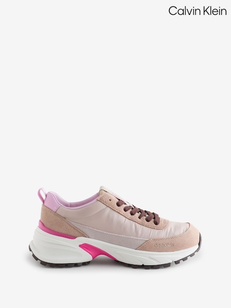 Calvin Klein Pink Suede and Nylon Runner Trainers (Y15493) | £120