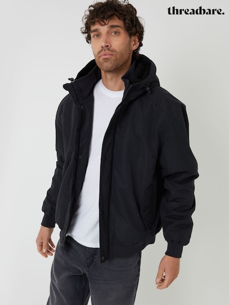 Threadbare Black Microfleece Lined Hooded Lightweight Jacket (Y15514) | £48