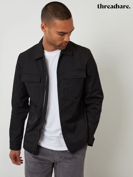 Threadbare Black Lightweight Collared Zip Up Jacket (Y15522) | £45