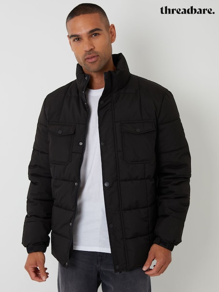 Threadbare Black Padded Funnel Neck Jacket (Y15526) | £50