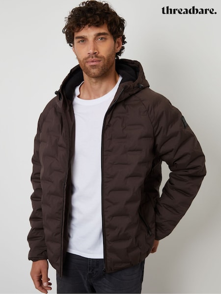 Threadbare Brown Hooded Quilted Jacket (Y15541) | £45