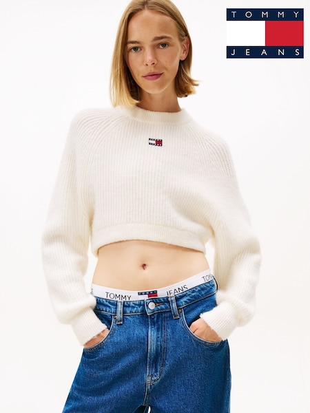 Tommy Jeans White Badge Boxy Jumper With Wool (Y15565) | £70