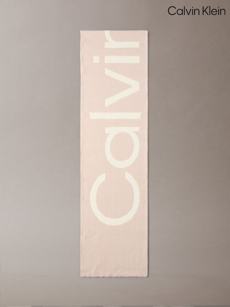 Calvin Klein Cream Wool Cashmere Blend Scarf (Y15585) | £90