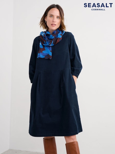 Seasalt Cornwall Blue Herb Garden Cotton Cord Dress (Y15589) | £76