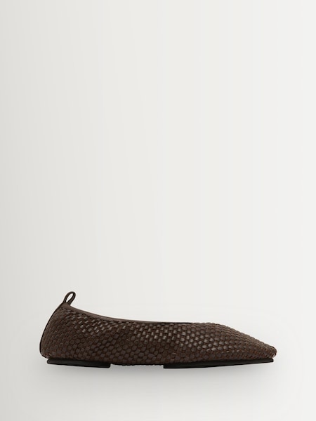 St Agni Brown Lattice Weave Ballet Flats (Y15614) | £330
