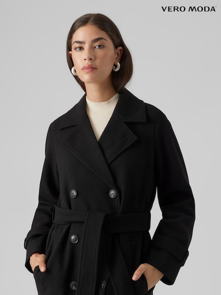 VERO MODA Black Belted Trenchcoat (Y15662) | £75