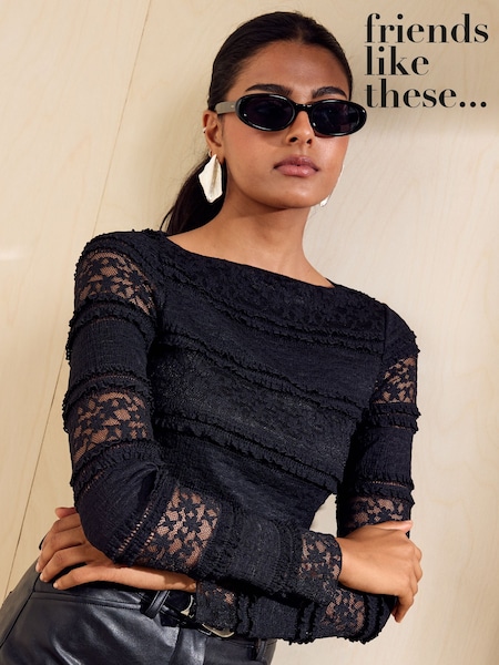 Black - Friends Like These All Over Lace Top