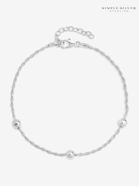 Simply Silver 925 Sterling Silver Polished Station Allway Bracelet (Y15933) | £40