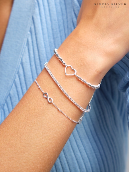 Simply Silver 925 Sterling Silver Cubic Zirconia Fine Tennis Bracelet (Y15936) | £40