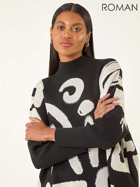 Roman Black Abstract Slogan Knit Jumper (Y15954) | £42