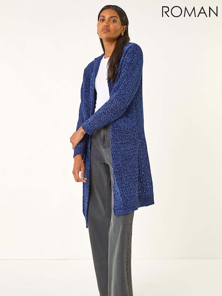Roman Blue Soft Chenille Hooded Cardigan (Y16006) | £48