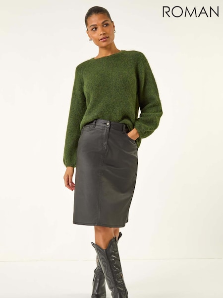 Roman Black Coated Midi Pencil Skirt (Y16009) | £45