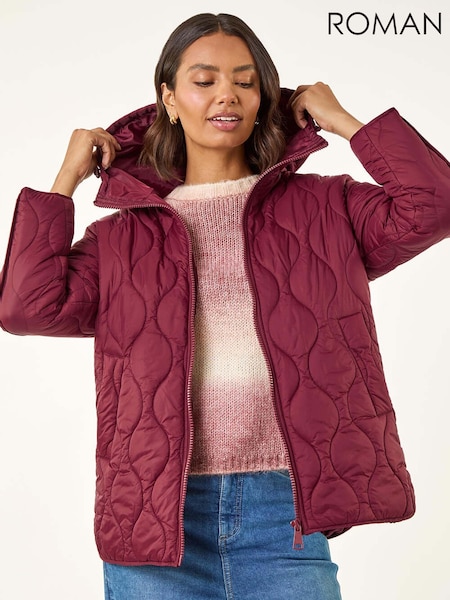 Roman Red Quilted Hooded Coat (Y16038) | £68