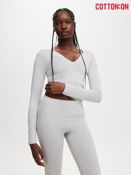 Cotton On Grey Ultra Soft Plunge Front Long Sleeve  Tshirts (Y16050) | £23