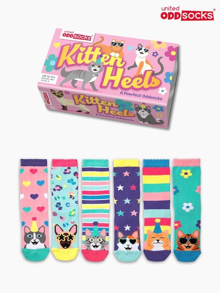 United Odd Socks Purple Kitten Heel Girls Socks 6 pack (Y16072) | £12