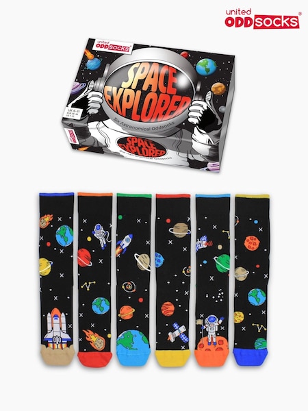 United Odd Socks 6 Packs Black Solar System Mens Socks (Y16073) | £16