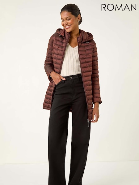 Roman Brown Longline Padded Coat with Hood (Y16107) | £65