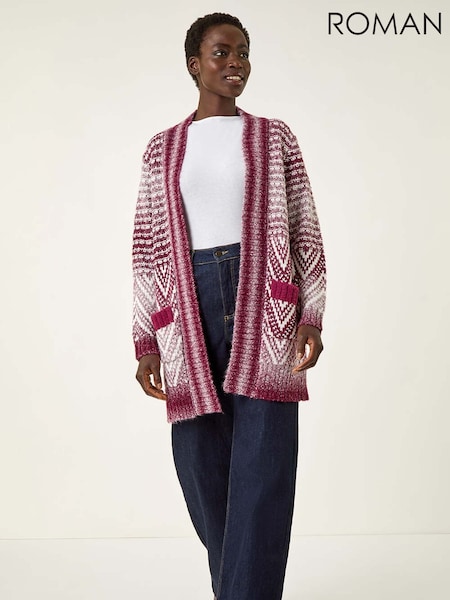 Roman Red Jacquard Knit Cardigan (Y16133) | £50