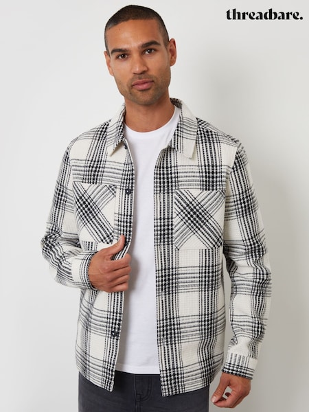 Threadbare Cream Check Waffle Textured Shacket (Y16251) | £32