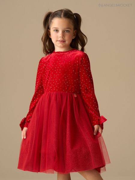 Angel & Rocket Red Elsie Velvet Tulle Dress (Y16314) | £52 - £56