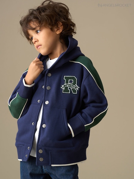 Angel & Rocket Blue Victor Stud Closure Hoodie (Y16347) | £30 - £34