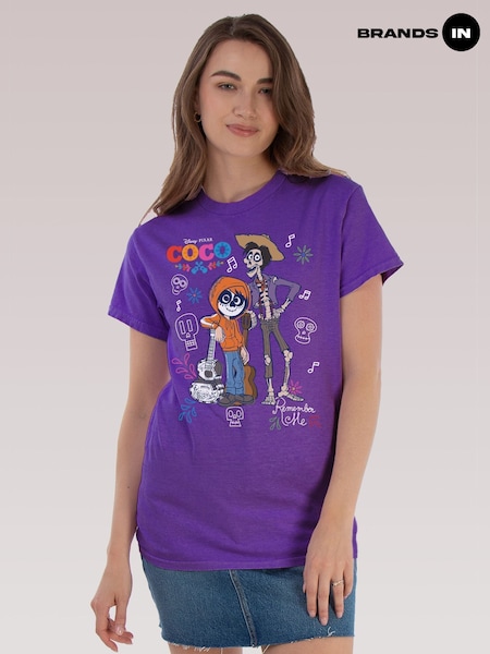 Brands In Purple Disney Coco Halloween Doodles T-shirt (Y16379) | £23