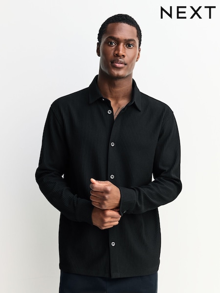Black Textured Jersey Shirt (Y16480) | £39