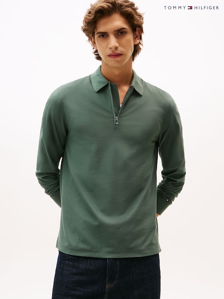 Tommy Hilfiger Green Regular Fit Long Sleeve Polo Shirt (Y16636) | £90