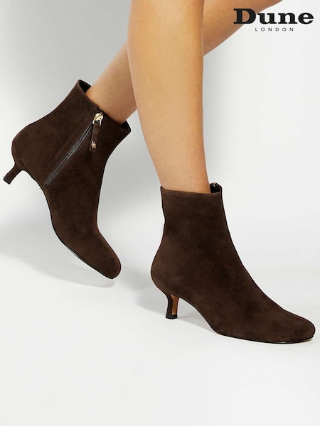Dune London Brown Orina Round Toe Kitten Heels (Y16660) | £129