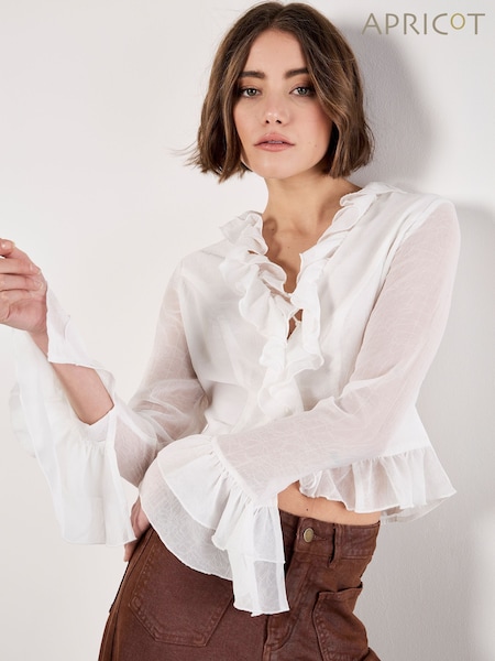 Apricot Cream Ruffle Tie Up Crop Top (Y16661) | £35