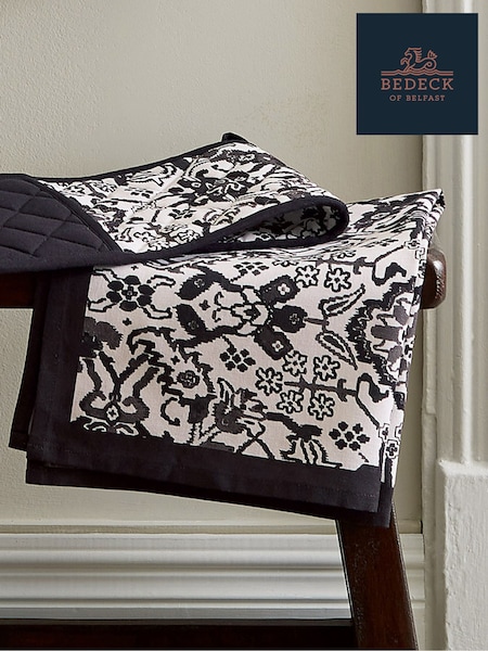 Bedeck of Belfast Set of 2 Charcoal Saja Stripe 100% Cotton Tea Towels (Y16935) | £18