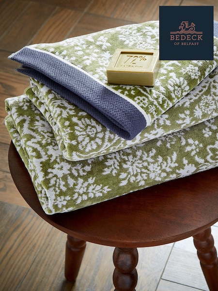 Bedeck of Belfast Sage Green White Elara Towel (Y16991) | £18 - £45