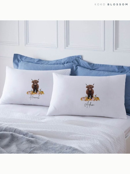 Personalised Halloween Highland Cow Pillowcases by Koko Blossom (Y17019) | £30