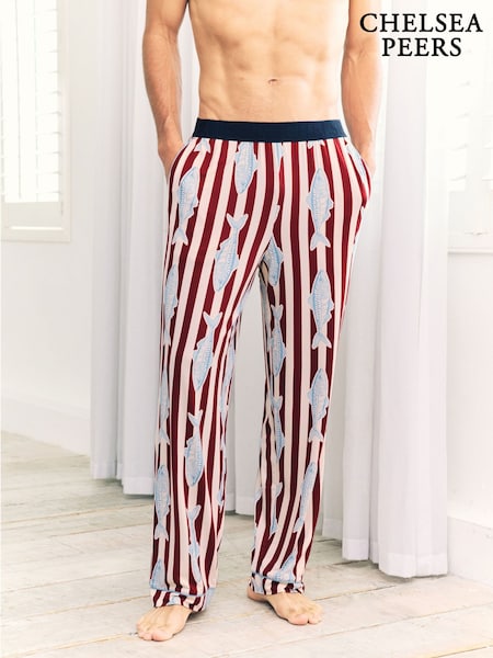 Chelsea Peers Red Gone Fishing Stripe Print Long Pyjama Bottoms (Y17273) | £30