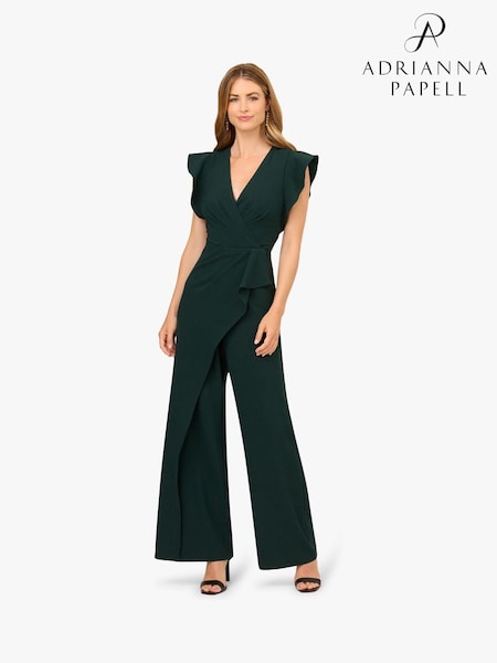 Adrianna Papell Green Crepe Overlay Jumpsuit (Y17298) | £169