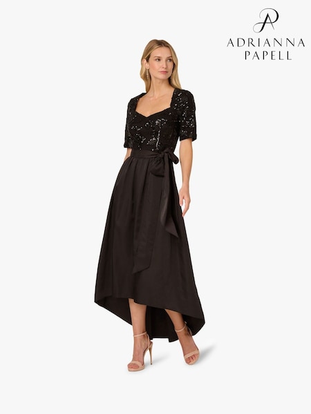 Adrianna Papell Studio Sequin Combo Taffeta Black Gown (Y17302) | £169