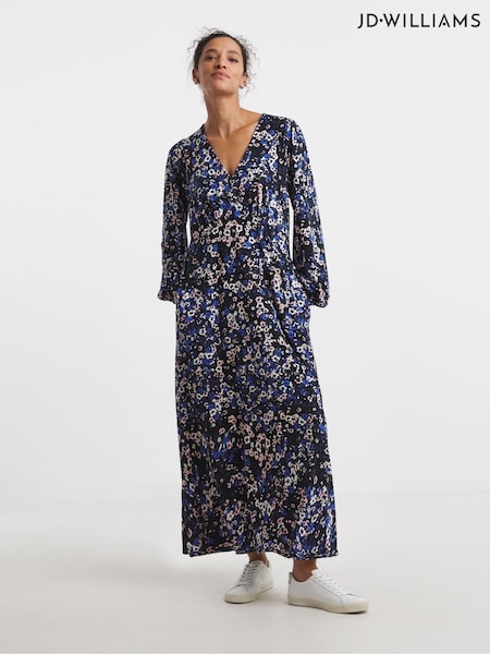 JD Williams Blue Supersoft Jersey V-Neck Maxi Tea Dress (Y17333) | £34