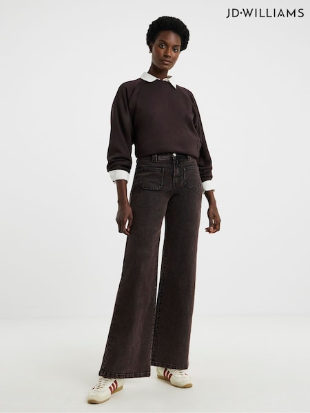 JD Williams Brown Pocket Front Wide Leg Jeans (Y17354) | £40