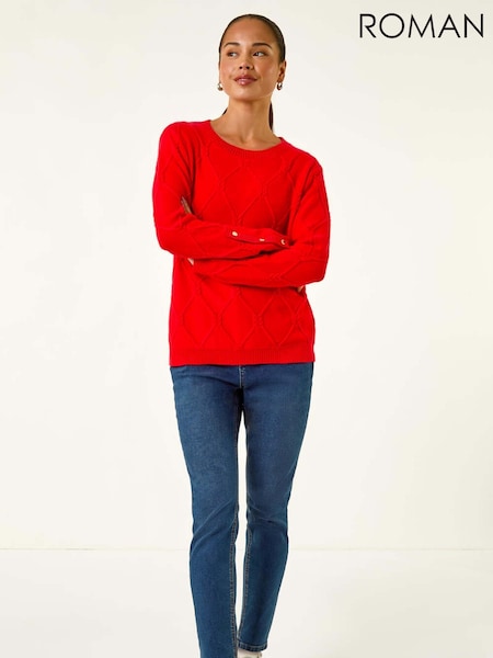 Roman Red Petite Button Cuff Knit Jumper (Y17400) | £36