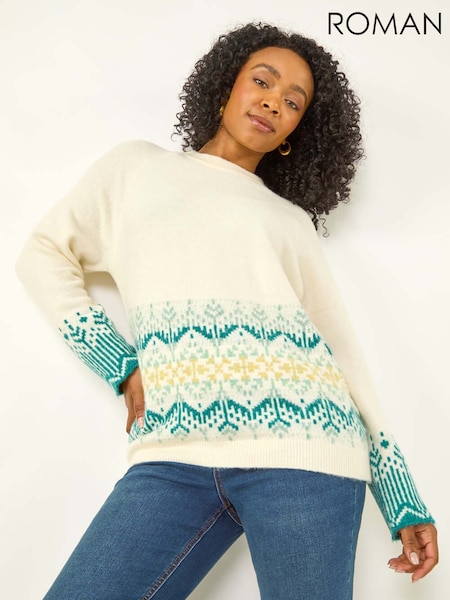 Roman Cream Petite Fairisle Knit Jumper (Y17406) | £42