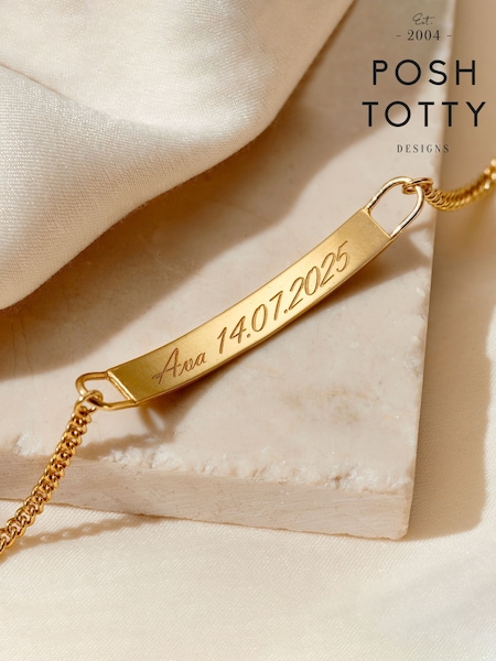 Posh Totty Designs Gold Tone Message ID Bracelet (Y17469) | £75