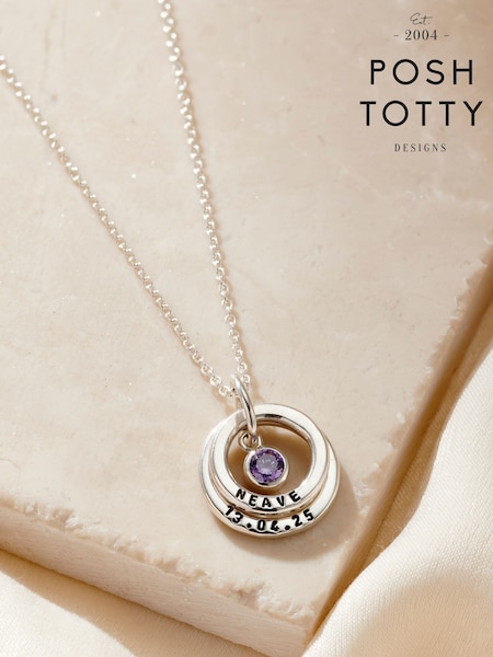 Posh Totty Designs Personalised Baby Names Birthstone Necklace (Y17474) | £89