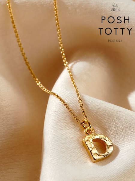 Posh Totty Designs Gold Tone Textured Initial Letter Necklace (Y17475) | £65