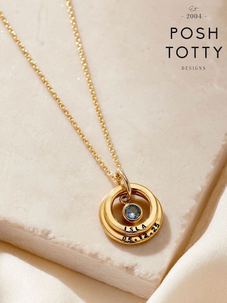 Posh Totty Designs Personalised Baby Names Birthstone Necklace (Y17478) | £99