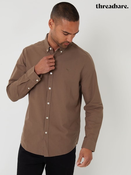Threadbare Brown Oxford Long Sleeve Shirt (Y17485) | £24