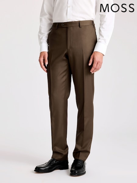 MOSS Tobacco Italian Tailored Fit Twill Trousers (Y17518) | £140