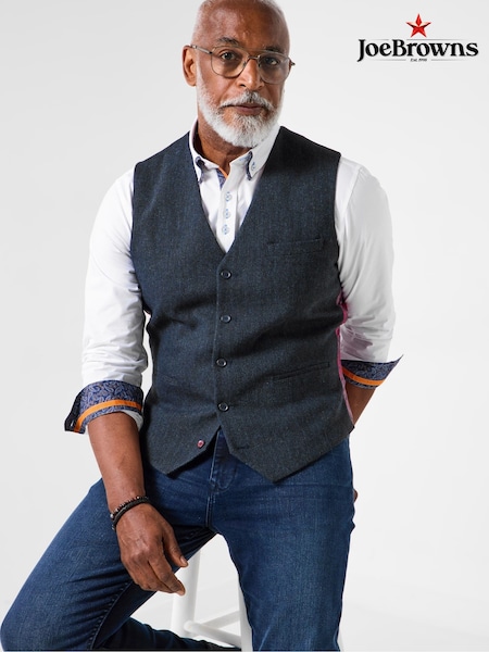 Joe Browns Blue Handsome Herringbone Waistcoat (Y17617) | £64